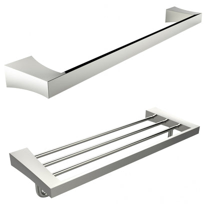 American Imaginations AI-13379 24" Chrome Rectangular Wall Mount Modern Bathroom Accessory Set