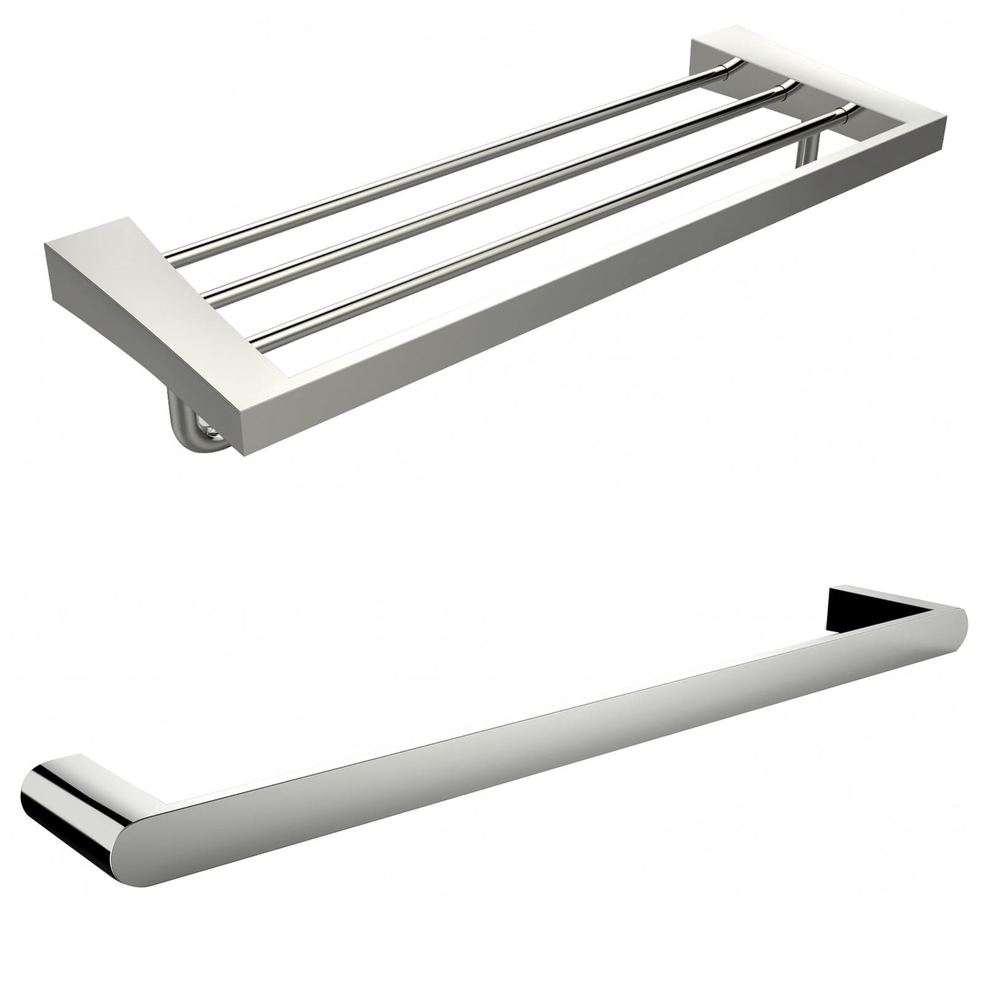 American Imaginations AI-13383 24" Chrome Rectangular Wall Mount Modern Bathroom Accessory Set