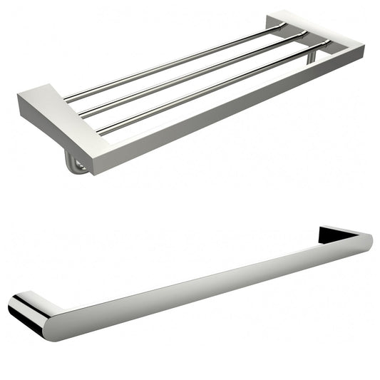 American Imaginations AI-13383 24" Chrome Rectangular Wall Mount Modern Bathroom Accessory Set