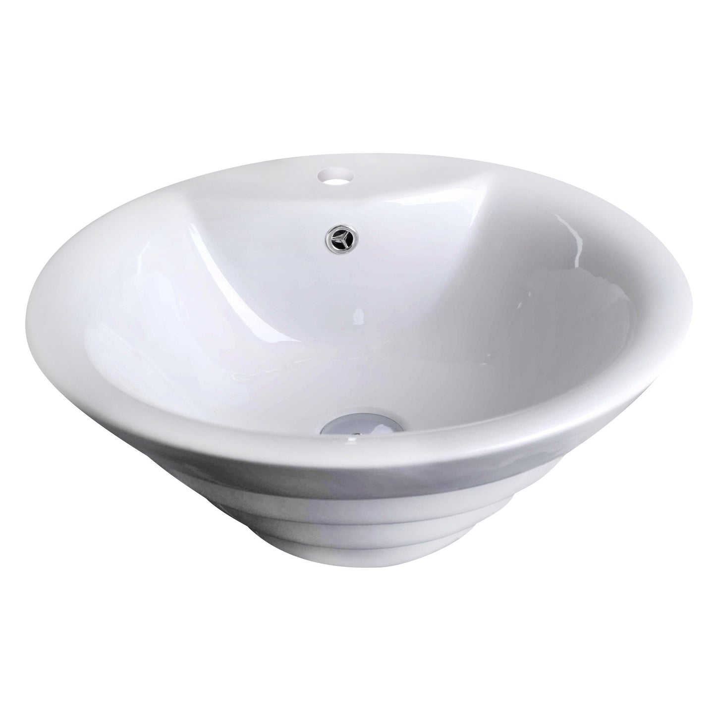 American Imaginations AI-14786 19" White Round Ceramic Above Counter Bathroom Vessel Sink Set