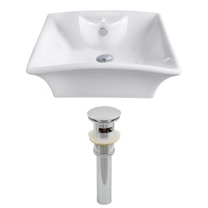 American Imaginations AI-14787 20" White Rectangular Ceramic Above Counter Bathroom Vessel Sink Set