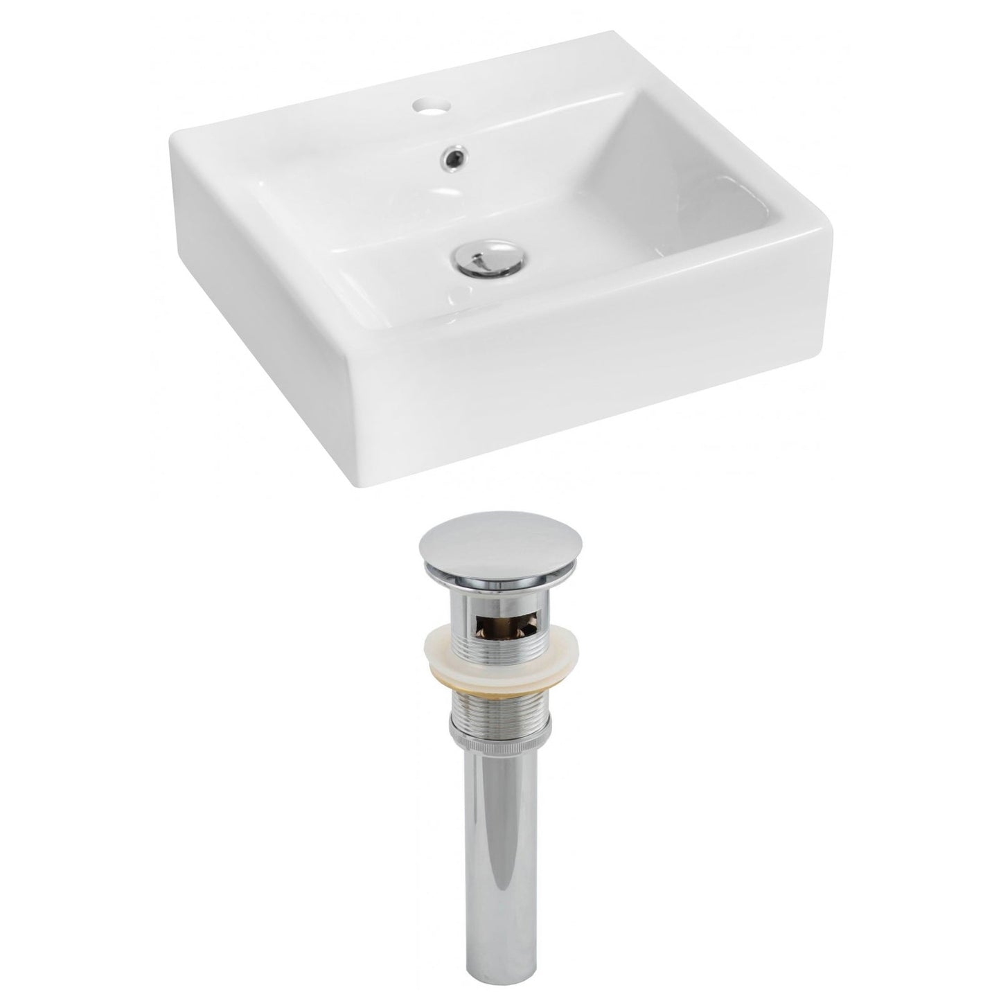 American Imaginations AI-14788 21" White Rectangular Ceramic Above Counter Bathroom Vessel Sink Set