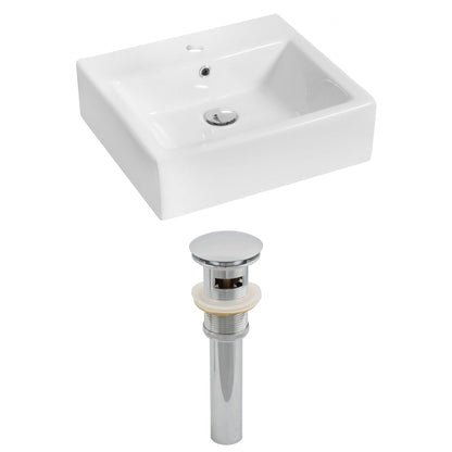 American Imaginations AI-14788 21" White Rectangular Ceramic Above Counter Bathroom Vessel Sink Set
