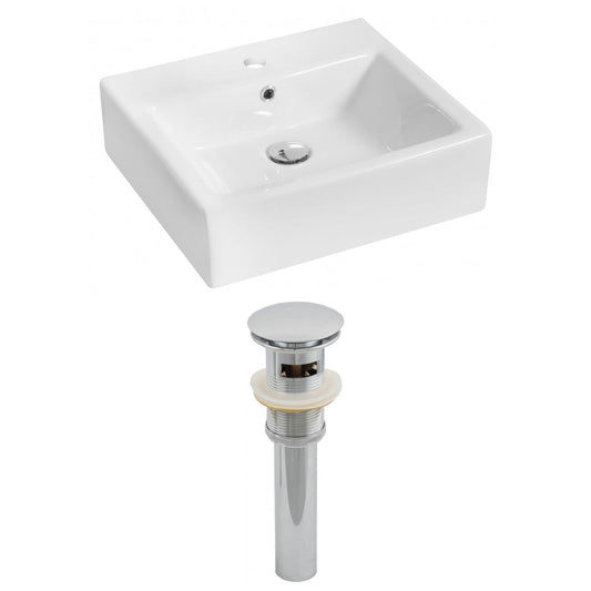 American Imaginations AI-14788 21" White Rectangular Ceramic Above Counter Bathroom Vessel Sink Set