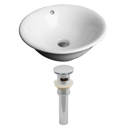 American Imaginations AI-14789 17" White Round Ceramic Above Counter Bathroom Vessel Sink Set