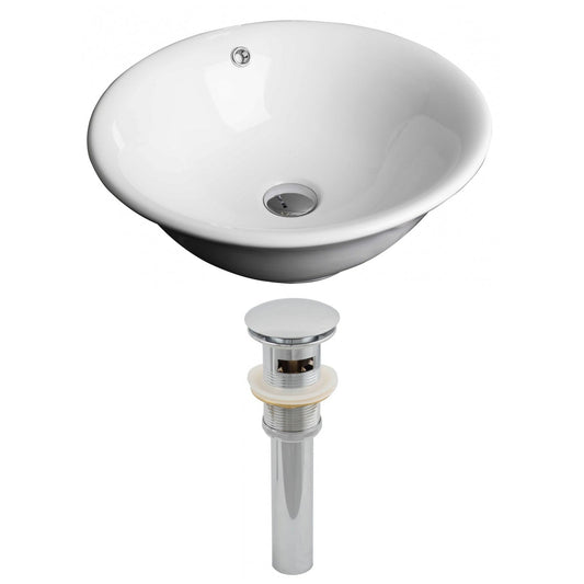 American Imaginations AI-14789 17" White Round Ceramic Above Counter Bathroom Vessel Sink Set