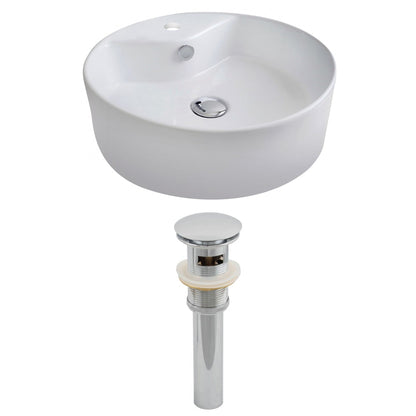 American Imaginations AI-14791 18" White Round Ceramic Above Counter Bathroom Vessel Sink Set