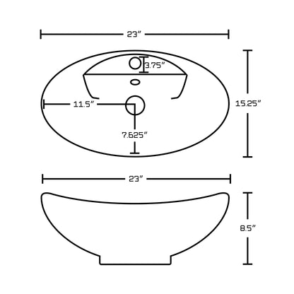 American Imaginations AI-14794 23" White Oval Ceramic Above Counter Bathroom Vessel Sink Set