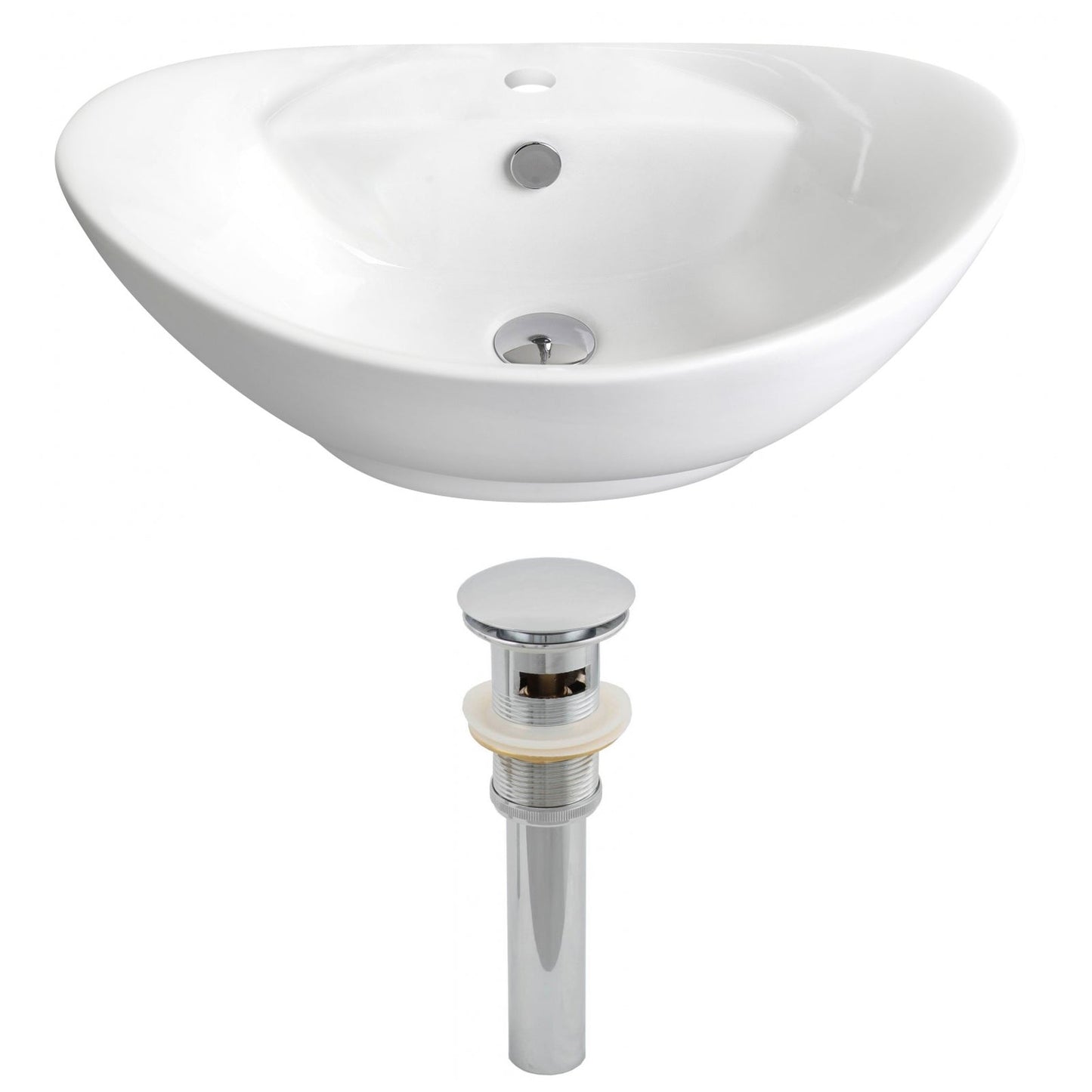 American Imaginations AI-14794 23" White Oval Ceramic Above Counter Bathroom Vessel Sink Set
