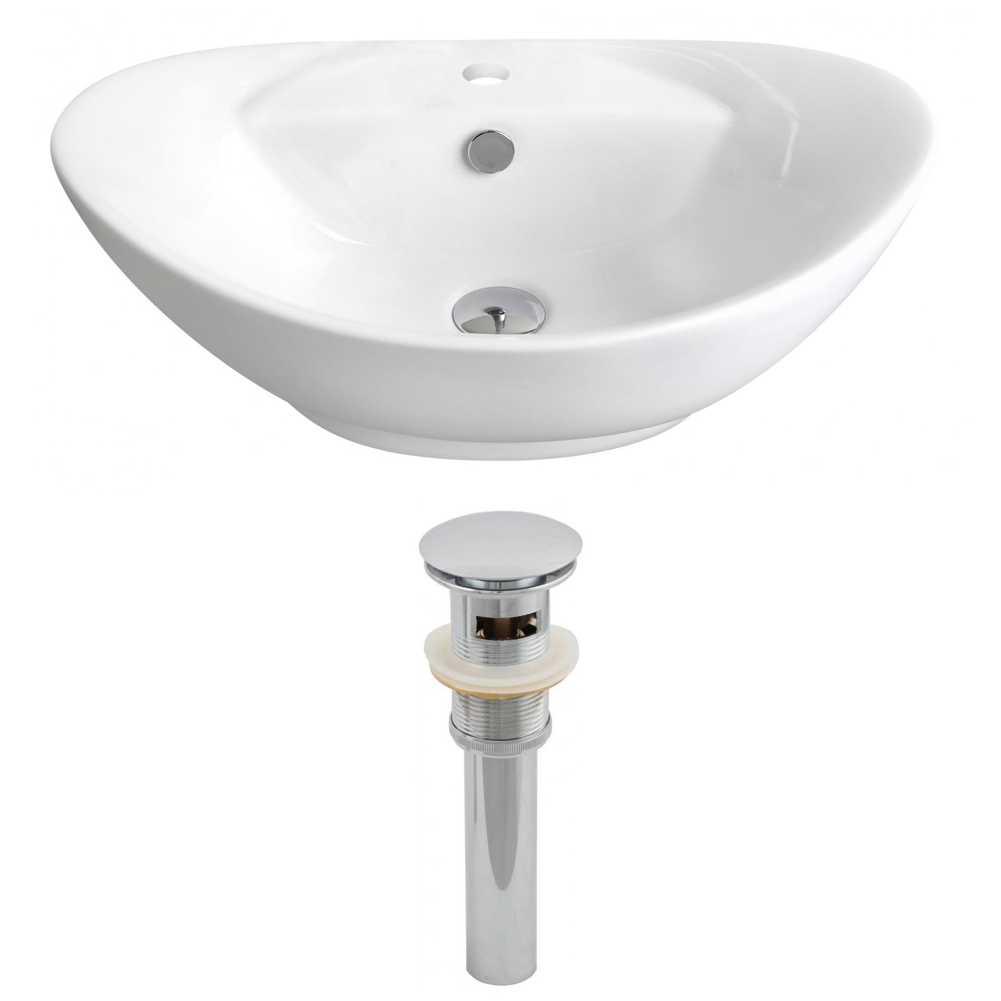 American Imaginations AI-14794 23" White Oval Ceramic Above Counter Bathroom Vessel Sink Set