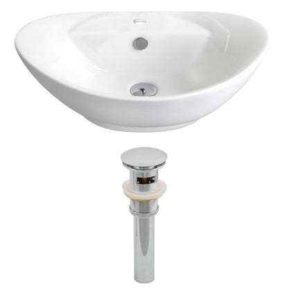 American Imaginations AI-14794 23" White Oval Ceramic Above Counter Bathroom Vessel Sink Set