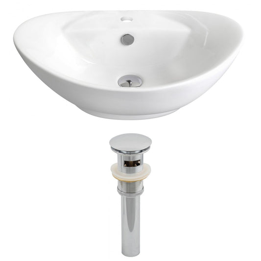 American Imaginations AI-14794 23" White Oval Ceramic Above Counter Bathroom Vessel Sink Set