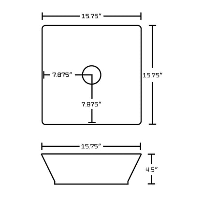 American Imaginations AI-14796 16" White Square Ceramic Above Counter Bathroom Vessel Sink Set