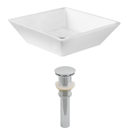American Imaginations AI-14796 16" White Square Ceramic Above Counter Bathroom Vessel Sink Set