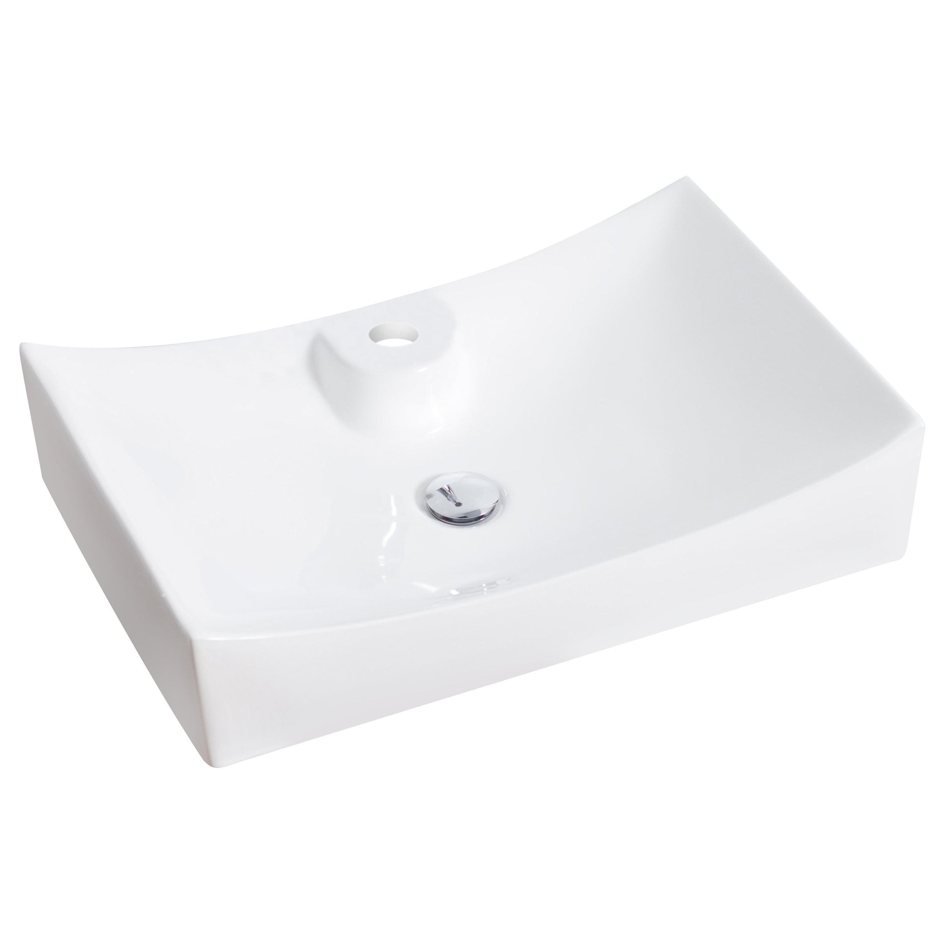 American Imaginations AI-14797 26" White Rectangular Ceramic Above Counter Bathroom Vessel Sink Set
