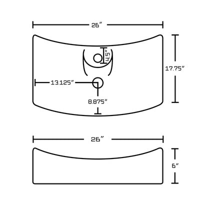 American Imaginations AI-14797 26" White Rectangular Ceramic Above Counter Bathroom Vessel Sink Set