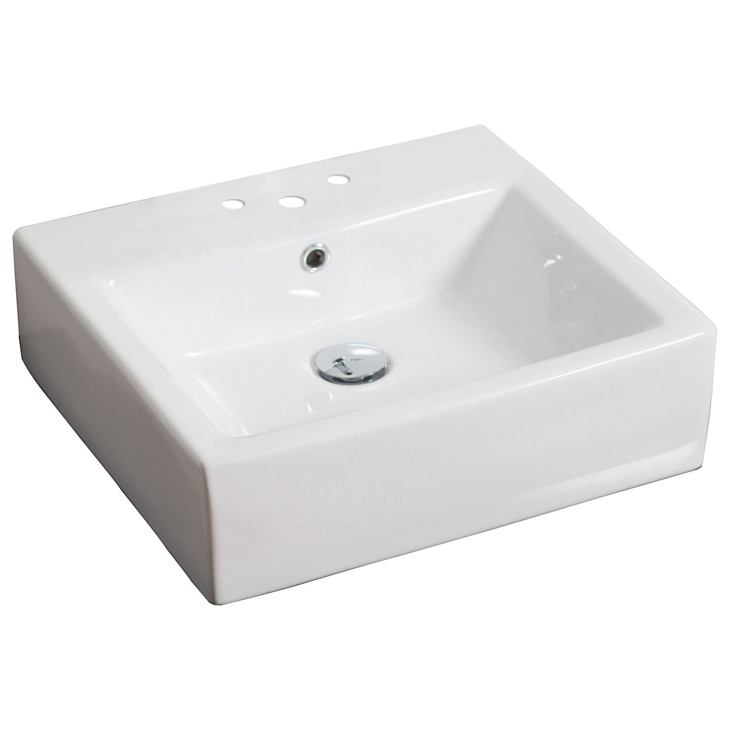 American Imaginations AI-14804 21" White Rectangular Ceramic Above Counter Bathroom Vessel Sink Set
