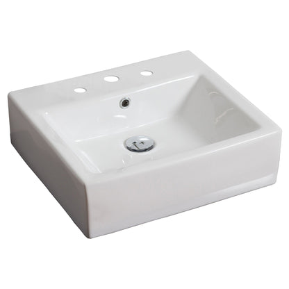 American Imaginations AI-14805 21" White Rectangular Ceramic Above Counter Bathroom Vessel Sink Set