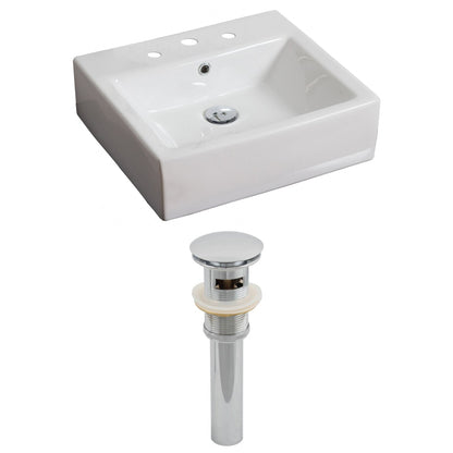 American Imaginations AI-14805 21" White Rectangular Ceramic Above Counter Bathroom Vessel Sink Set