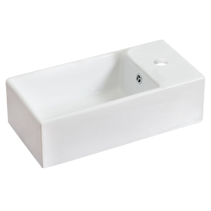 American Imaginations AI-14807 19" White Rectangular Ceramic Above Counter Bathroom Vessel Sink Set