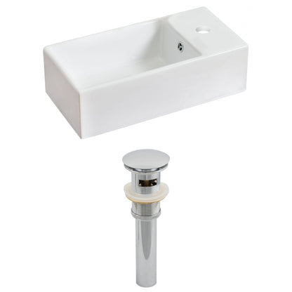 American Imaginations AI-14807 19" White Rectangular Ceramic Above Counter Bathroom Vessel Sink Set