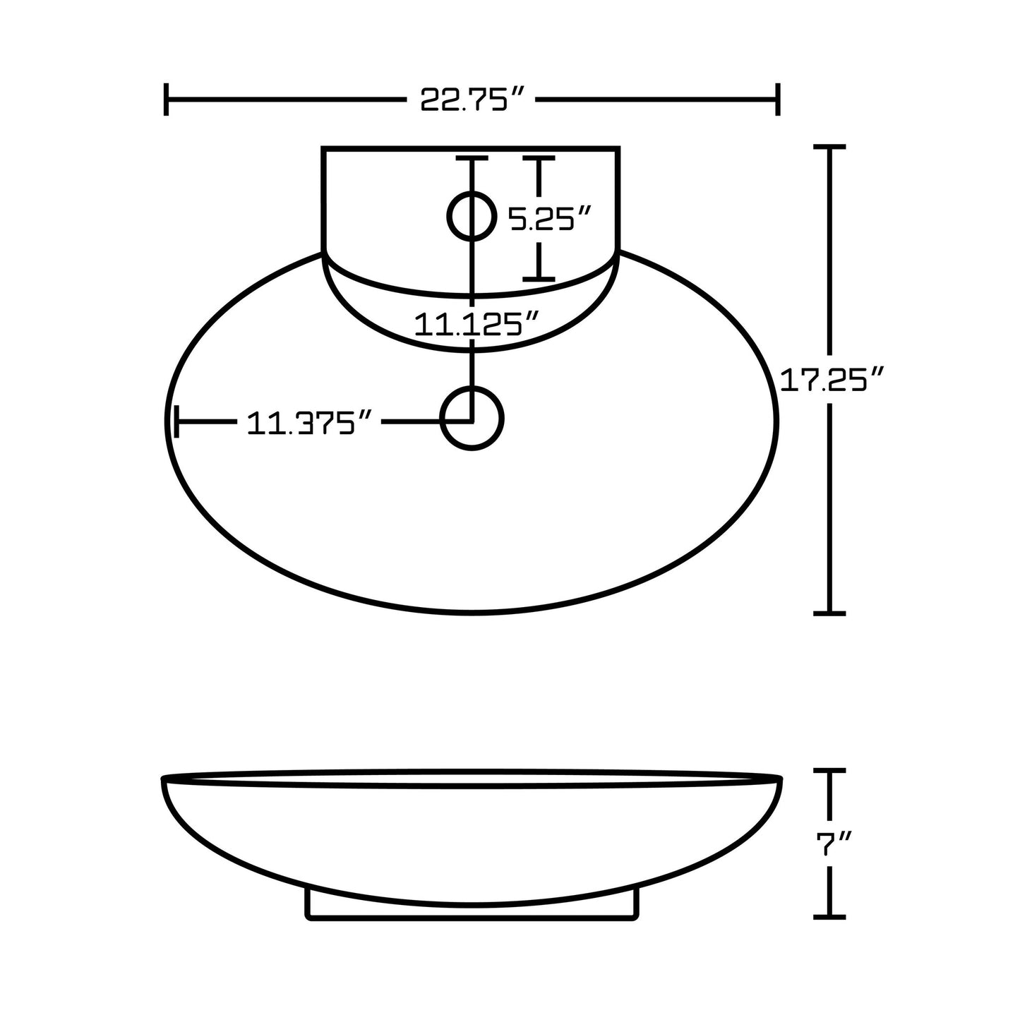 American Imaginations AI-14808 23" White Oval Ceramic Above Counter Bathroom Vessel Sink Set