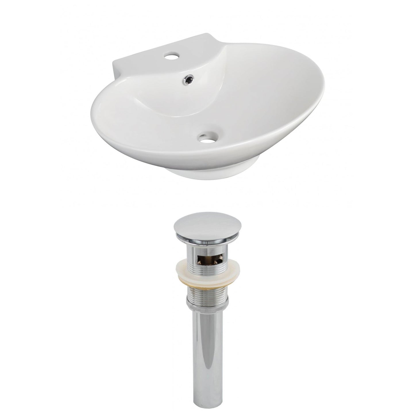 American Imaginations AI-14808 23" White Oval Ceramic Above Counter Bathroom Vessel Sink Set