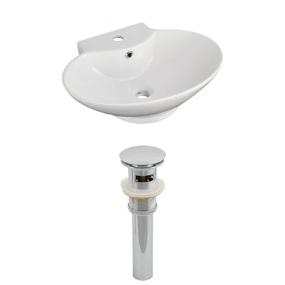 American Imaginations AI-14808 23" White Oval Ceramic Above Counter Bathroom Vessel Sink Set