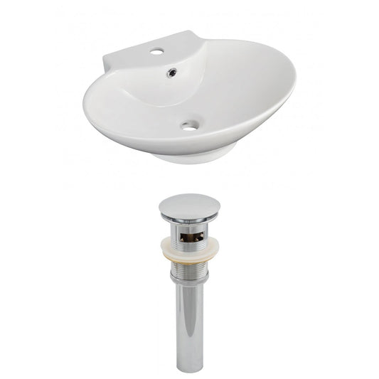 American Imaginations AI-14808 23" White Oval Ceramic Above Counter Bathroom Vessel Sink Set