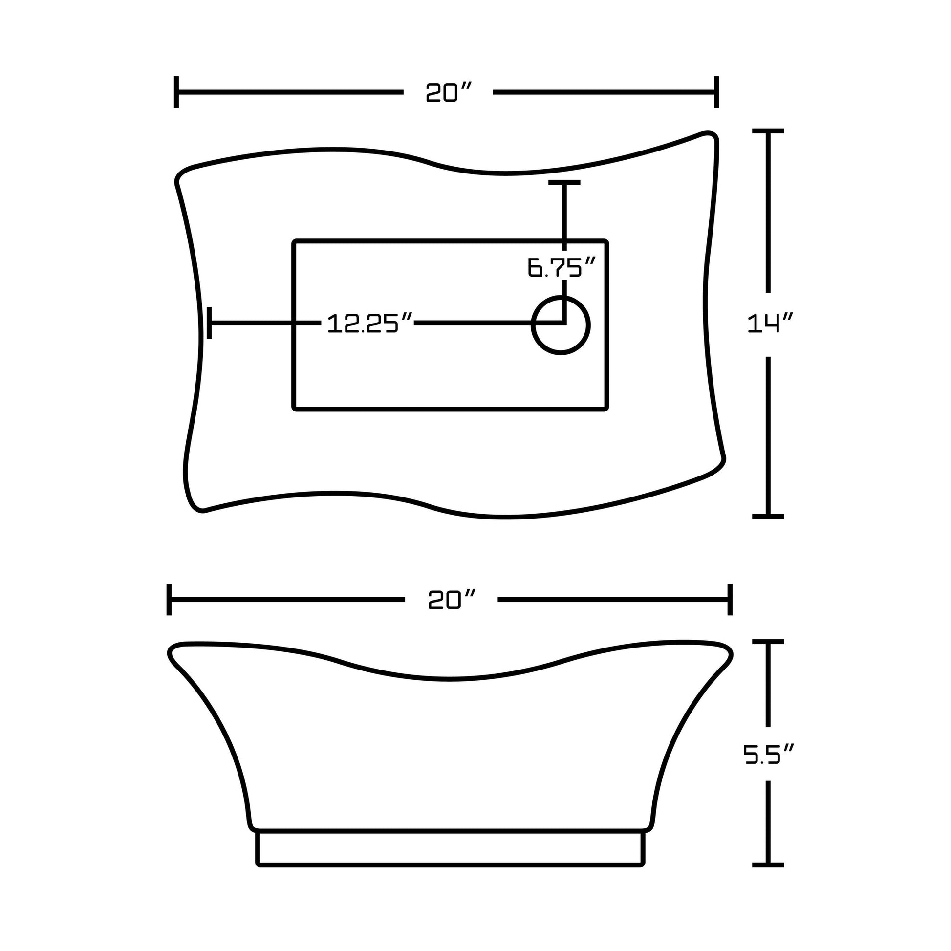 American Imaginations AI-14809 20" White Unique Ceramic Above Counter Bathroom Vessel Sink Set