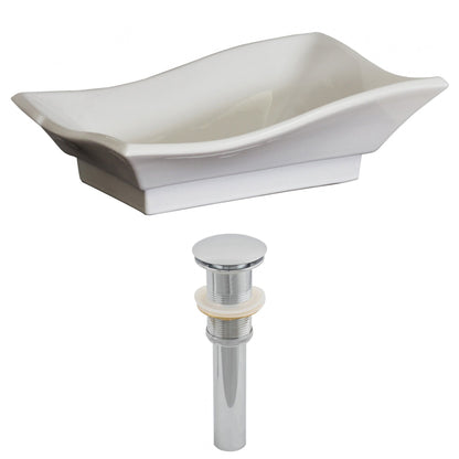 American Imaginations AI-14809 20" White Unique Ceramic Above Counter Bathroom Vessel Sink Set