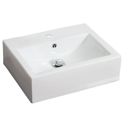American Imaginations AI-14810 20" White Rectangular Ceramic Above Counter Bathroom Vessel Sink Set