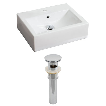 American Imaginations AI-14810 20" White Rectangular Ceramic Above Counter Bathroom Vessel Sink Set