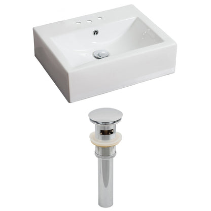 American Imaginations AI-14811 20" White Rectangular Ceramic Above Counter Bathroom Vessel Sink Set