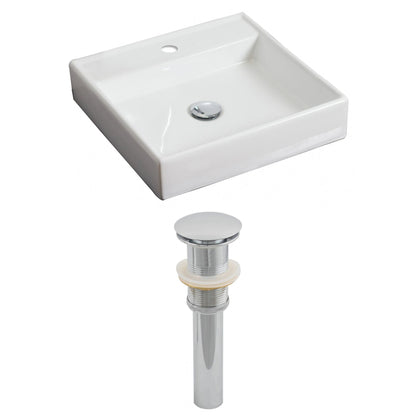 American Imaginations AI-14813 18" White Square Ceramic Above Counter Bathroom Vessel Sink Set