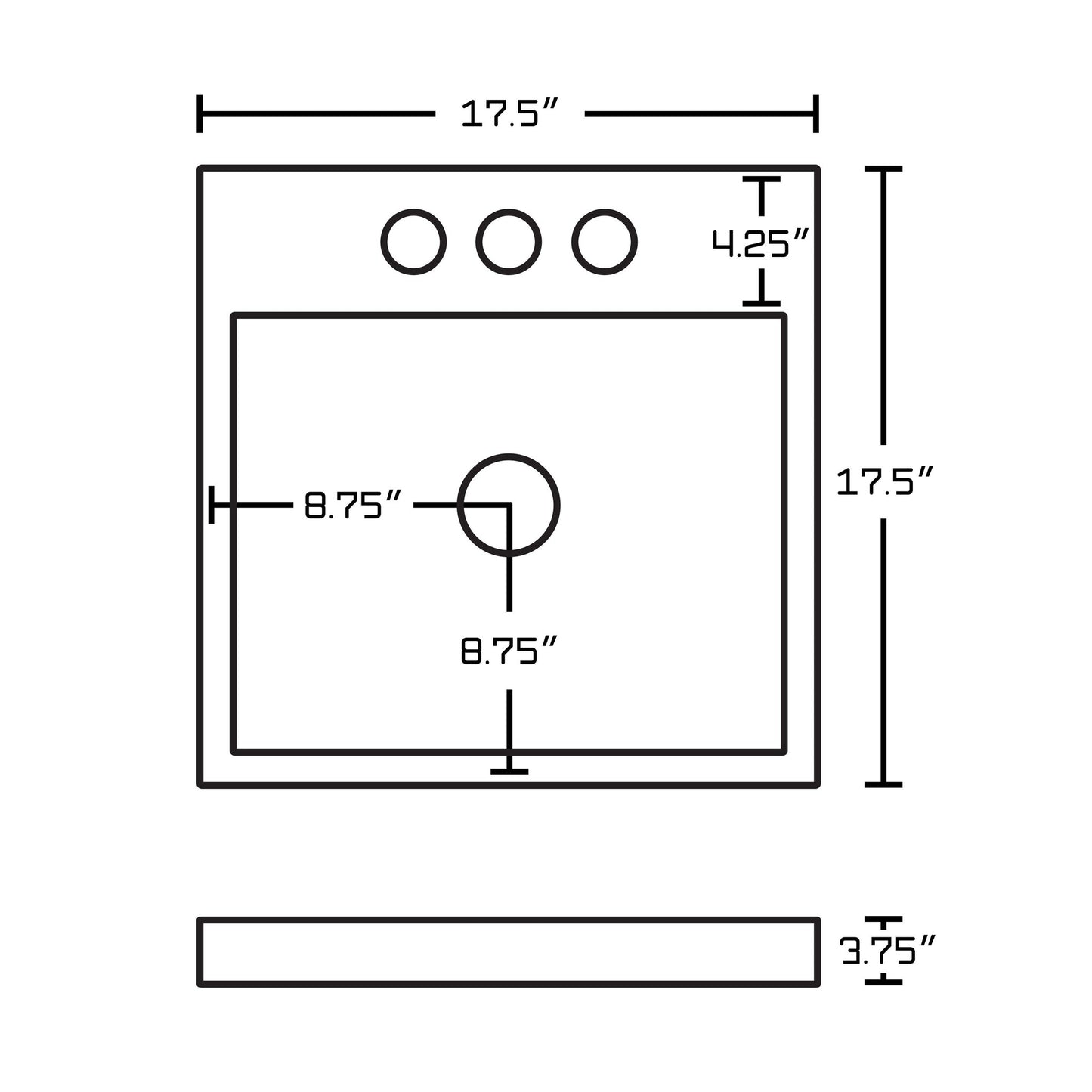 American Imaginations AI-14814 18" White Square Ceramic Above Counter Bathroom Vessel Sink Set