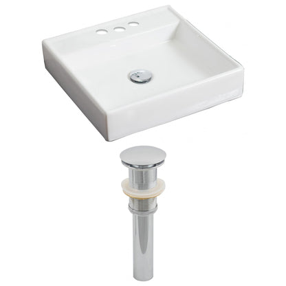 American Imaginations AI-14814 18" White Square Ceramic Above Counter Bathroom Vessel Sink Set