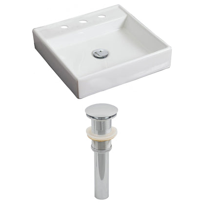 American Imaginations AI-14815 18" White Square Ceramic Above Counter Bathroom Vessel Sink Set