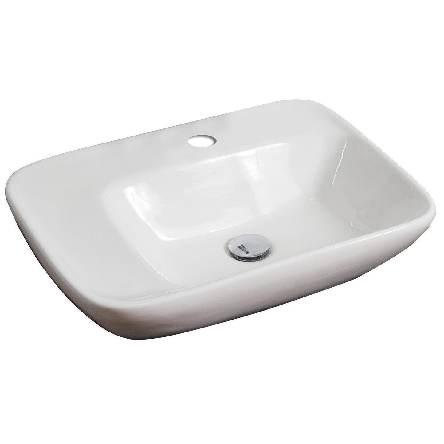 American Imaginations AI-14816 24" White Rectangular Ceramic Above Counter Bathroom Vessel Sink Set