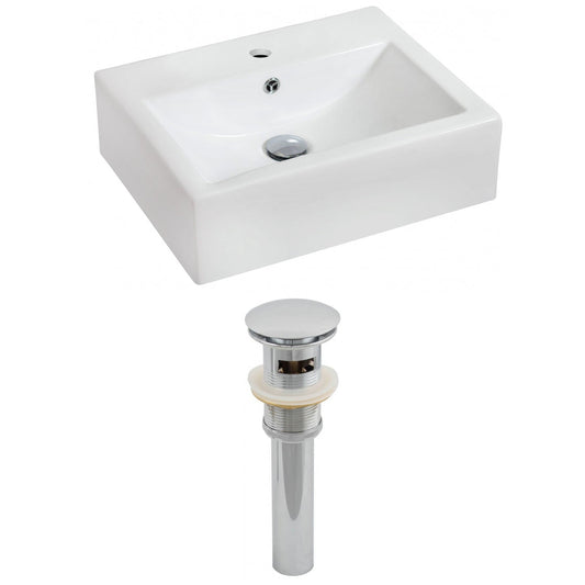 American Imaginations AI-14817 20" White Rectangular Ceramic Wall Mount Bathroom Vessel Sink Set