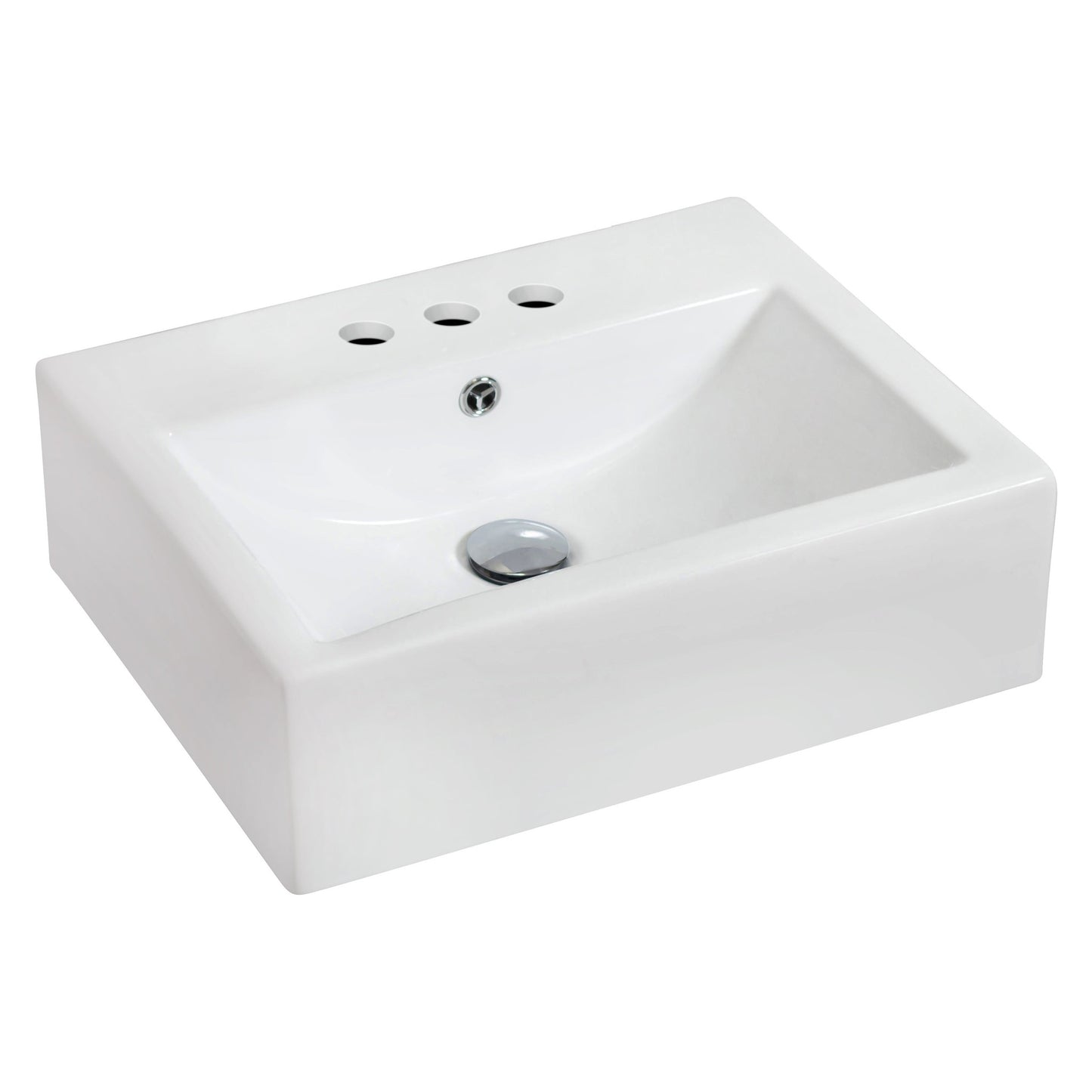 American Imaginations AI-14818 20" White Rectangular Ceramic Wall Mount Bathroom Vessel Sink Set