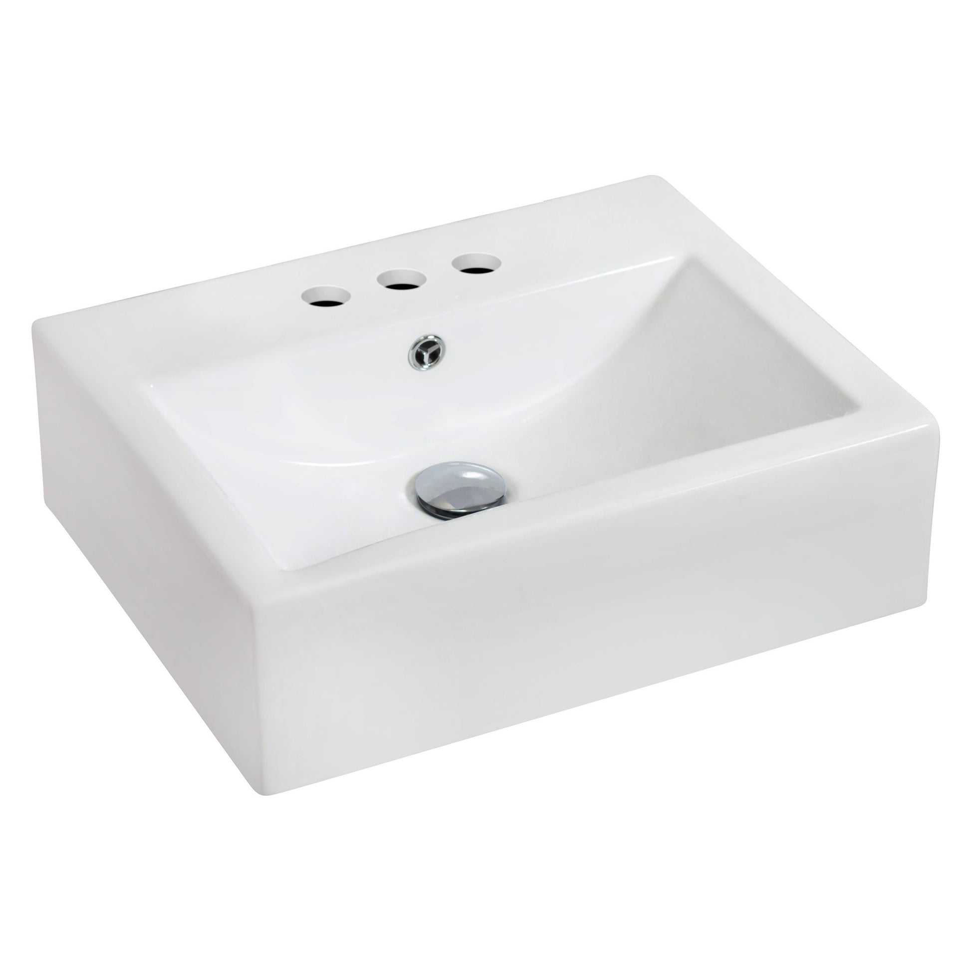 American Imaginations AI-14818 20" White Rectangular Ceramic Wall Mount Bathroom Vessel Sink Set