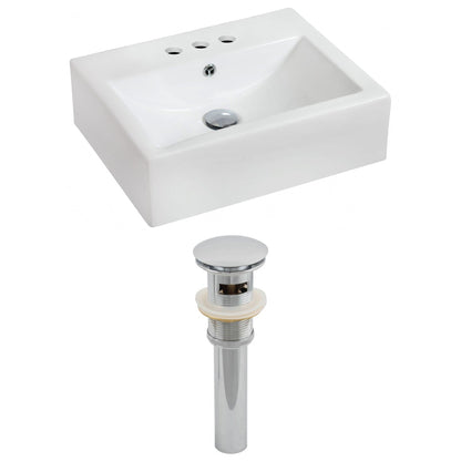 American Imaginations AI-14818 20" White Rectangular Ceramic Wall Mount Bathroom Vessel Sink Set