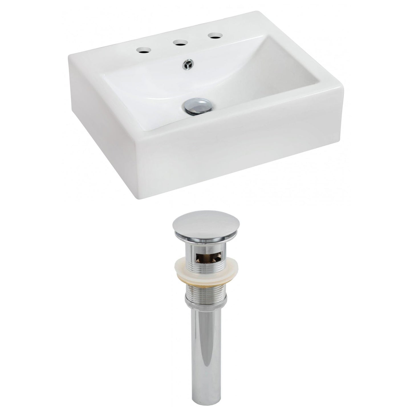 American Imaginations AI-14819 20" White Rectangular Ceramic Wall Mount Bathroom Vessel Sink Set