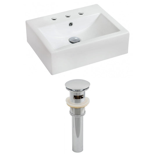 American Imaginations AI-14819 20" White Rectangular Ceramic Wall Mount Bathroom Vessel Sink Set
