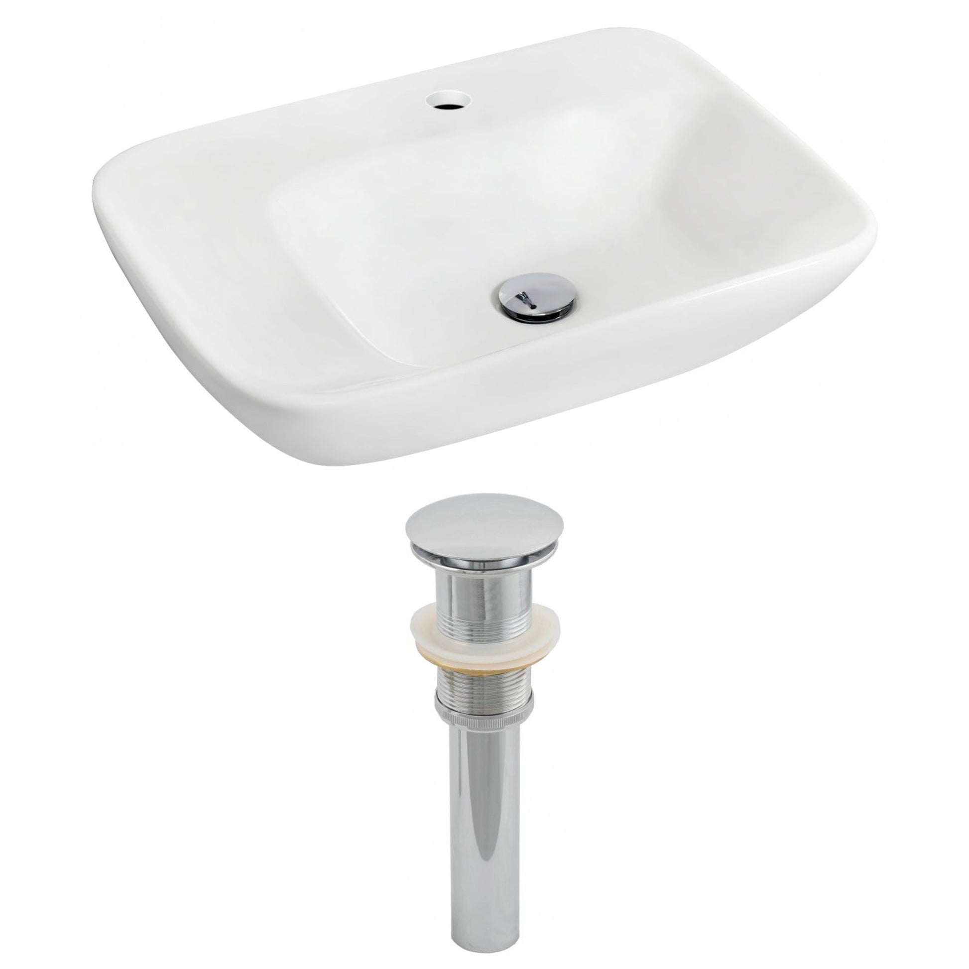 American Imaginations AI-14820 24" White Rectangular Ceramic Wall Mount Bathroom Vessel Sink Set