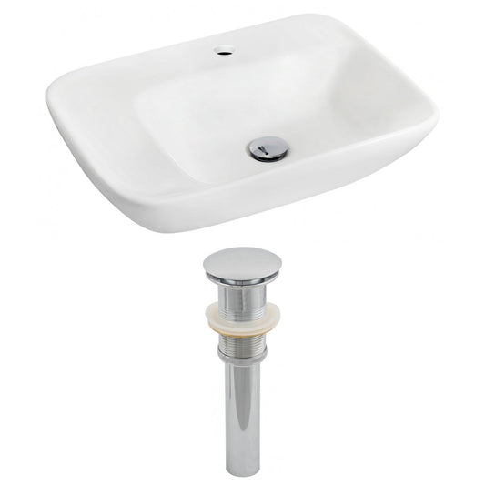 American Imaginations AI-14820 24" White Rectangular Ceramic Wall Mount Bathroom Vessel Sink Set