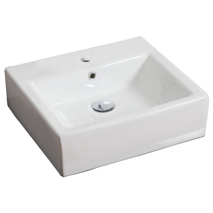 American Imaginations AI-14822 21" White Rectangular Ceramic Wall Mount Bathroom Vessel Sink Set