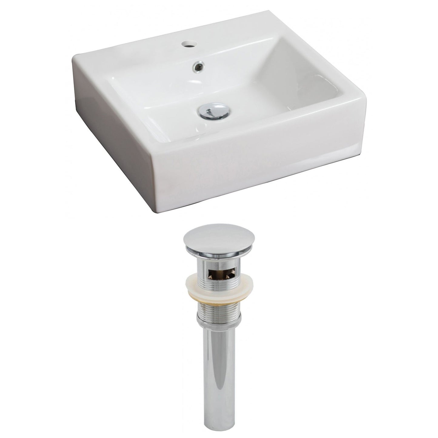American Imaginations AI-14822 21" White Rectangular Ceramic Wall Mount Bathroom Vessel Sink Set