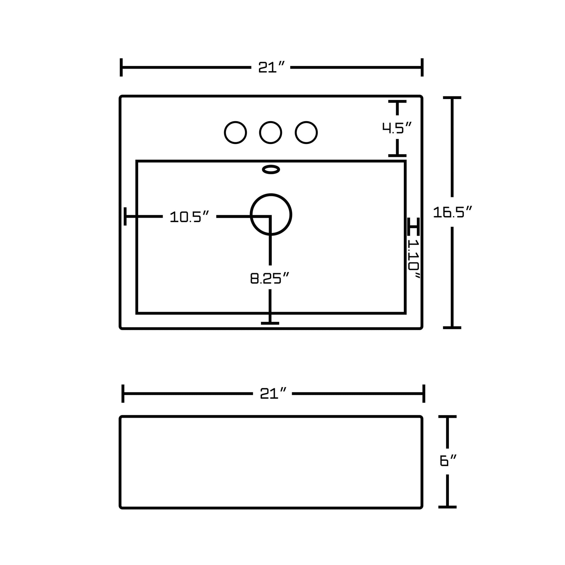 American Imaginations AI-14823 21" White Rectangular Ceramic Wall Mount Bathroom Vessel Sink Set